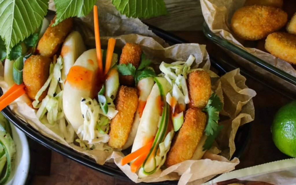 Bao buns med krispiga nuggets