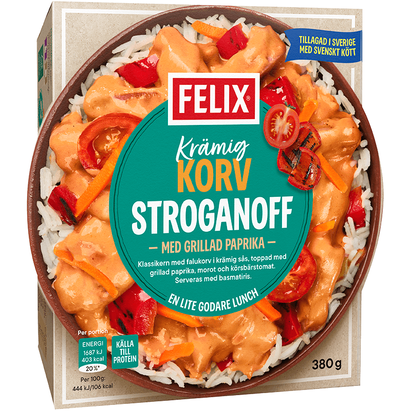 Krämig korv stroganoff