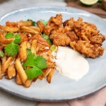 popcornkyckling med kimchifries