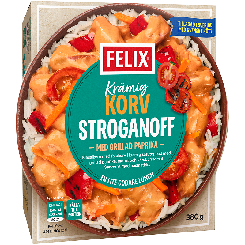 Krämig korv stroganoff